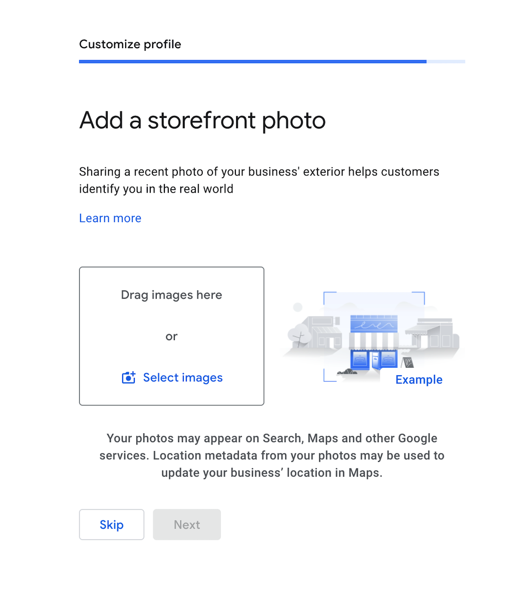 GBP Dashboard - StoreFront Upload Page